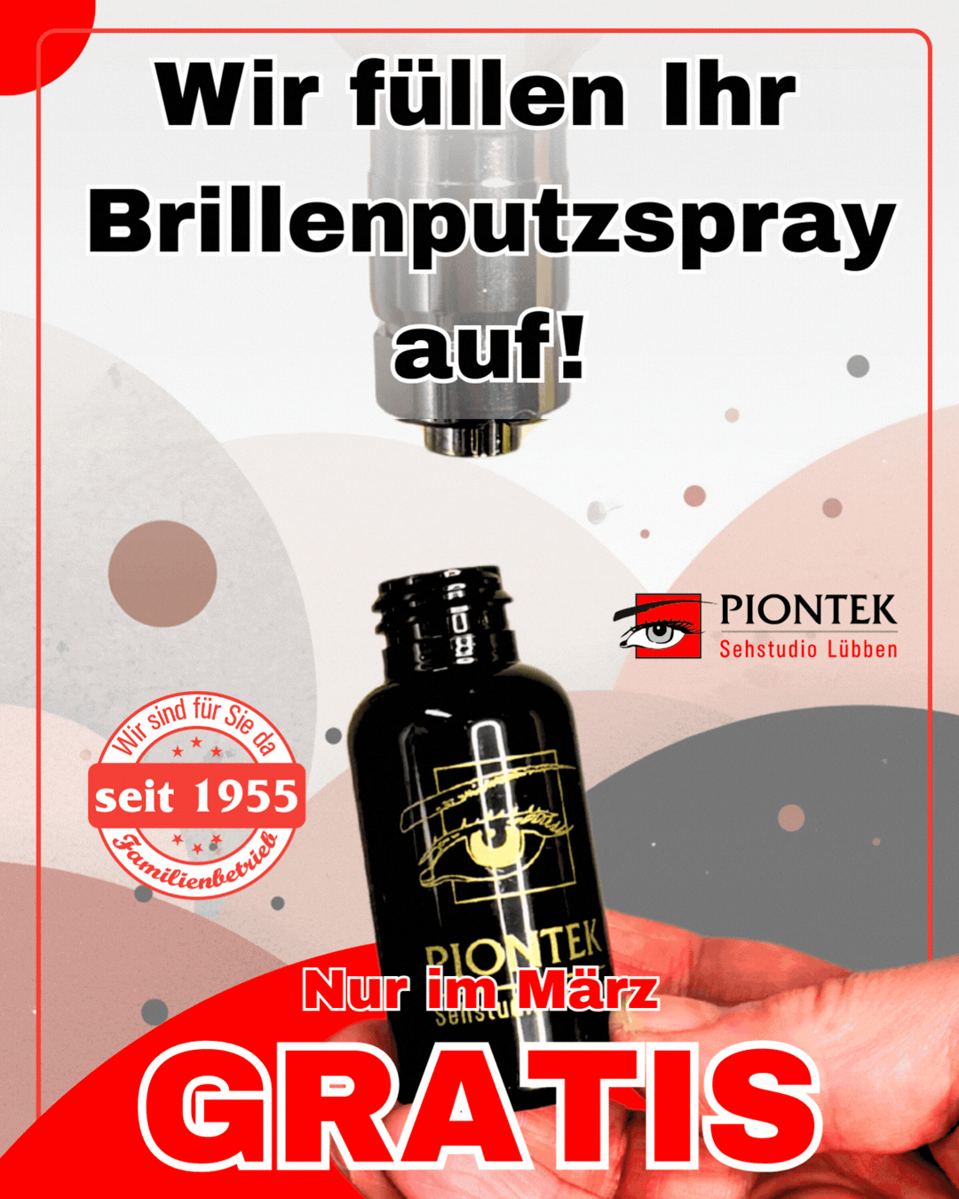Wir füllen Eure Brillen Putz Sprayflaschen auf - Gratis Wir füllen Eure Brillen Putz Sprayflaschen auf - Gratis